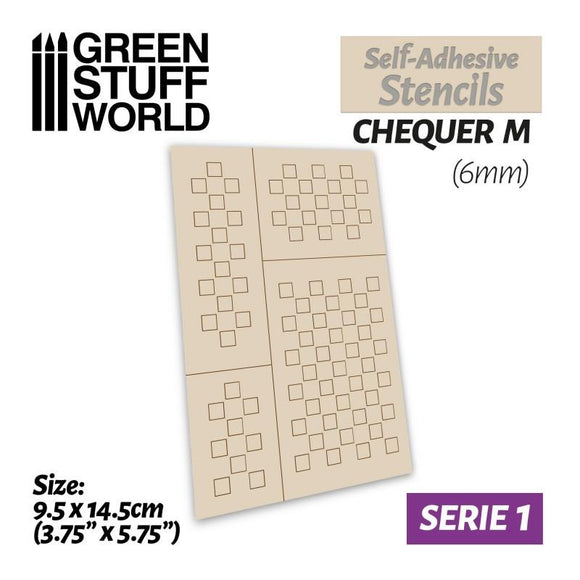 GSW Self-adhesive stencils - Chequer M - 6mm Stencils Green Stuff World