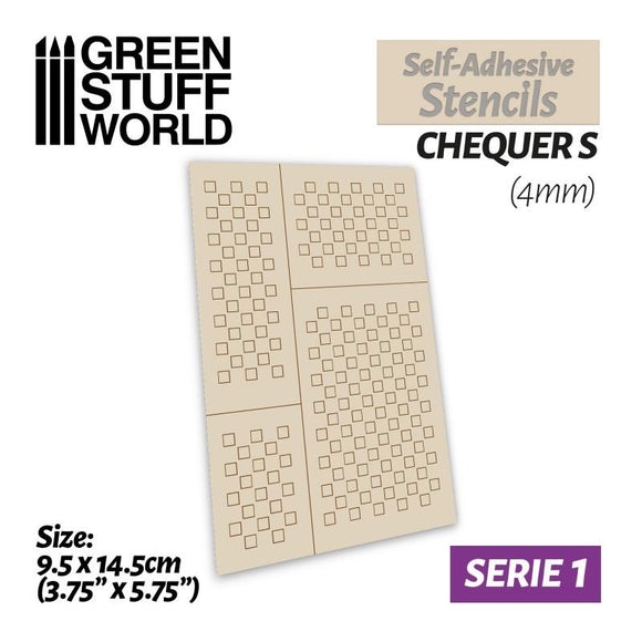 GSW Self-adhesive stencils - Chequer S - 4mm Stencils Green Stuff World