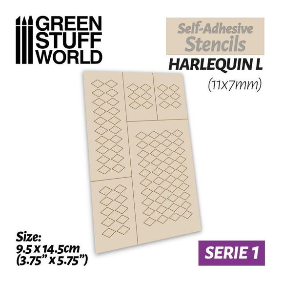 GSW Self-adhesive stencils - Harlequin L - 11x7mm Stencils Green Stuff World