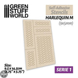 GSW Self-adhesive stencils - Harlequin M - 9x5mm Stencils Green Stuff World