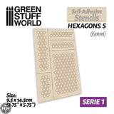 GSW Self-adhesive stencils - Hexagons S - 6mm Stencils Green Stuff World