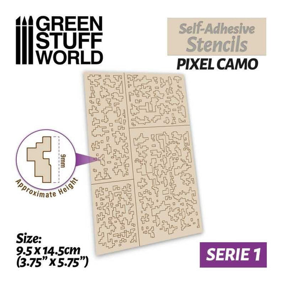 GSW Self-adhesive stencils - Pixel Camo Stencils Green Stuff World 