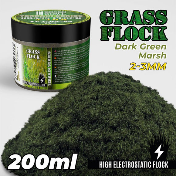 GSW Static Grass Flock 2-3mm - DARK GREEN MARSH - 200 ml Flock Green Stuff World 