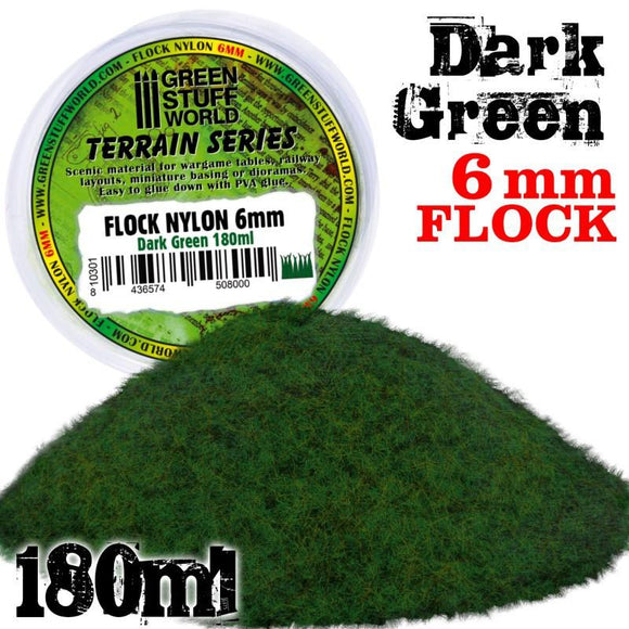 GSW Static Grass Flock 6mm Dark Green 180 ml Flock Green Stuff World 