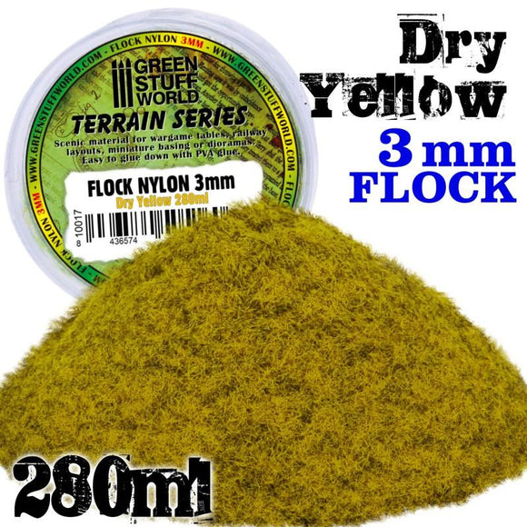 GSW Static Grass Flock - Dry Yellow 3 mm - 280 ml GSW Hobby Green Stuff World 