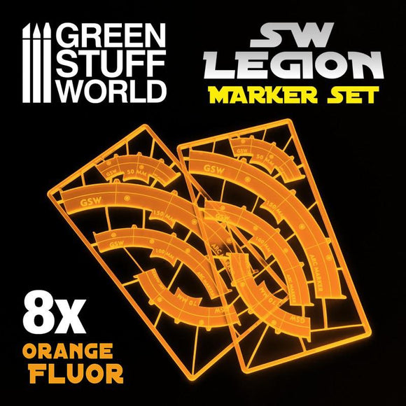 GSW SW Legion arc-shaped line of fire markers - ORANGE FLUOR Game Measure Green Stuff World 