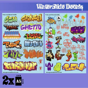 GSW Waterslide Decals - Train and Graffiti Mix GSW Hobby Green Stuff World 