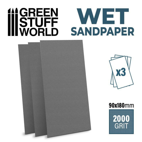 GSW Wet Waterproof SandPaper 180x90mm - 2000 grit Sandpaper Green Stuff World 