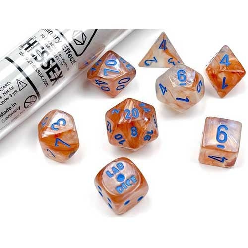 Lab Dice Borealis Rose Gold/Light Blue Set Lab Dice Sets - Series 5 Chessex