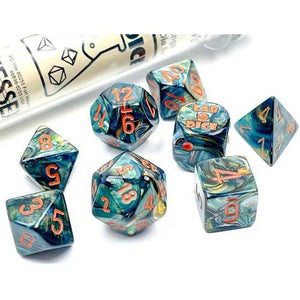 Lab Dice Lustrous Alpestris/Orange Set Lab Dice Sets - Series 5 Chessex