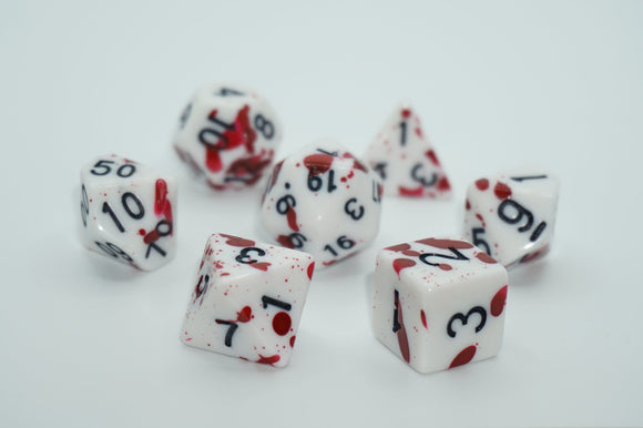 MGBL005 Blood Stained White Dice Set Acrylic Dice HammerDice 