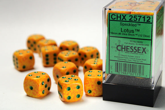 Speckled 16mm d6 Lotus Dice Block (12 dice) 16mm Dice Chessex 
