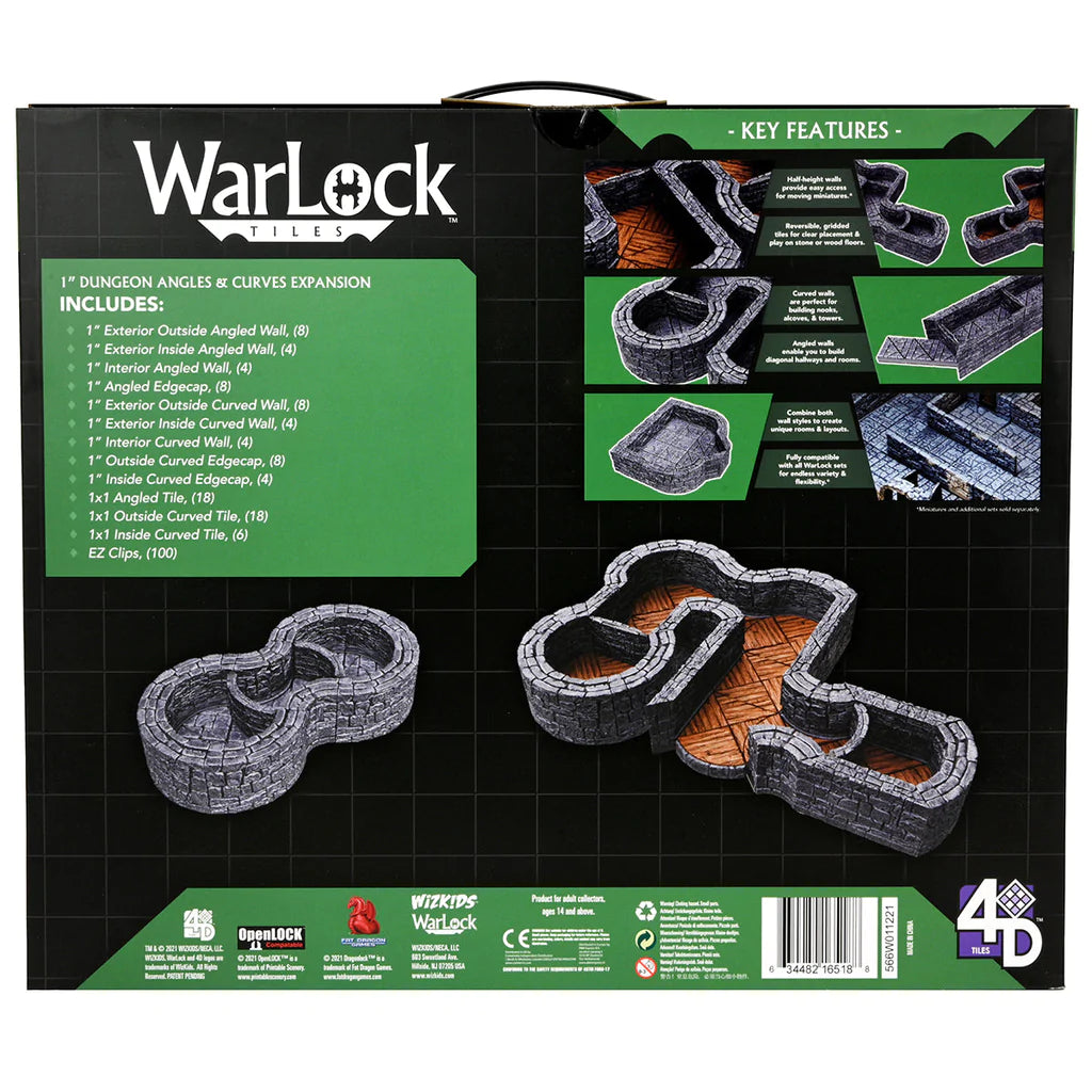 HammerHouse | D&D WarLock Tiles: Expansion Pack: 1 in. Dungeon Angles &  Curves by WizKids at $130.00 SGD SGD