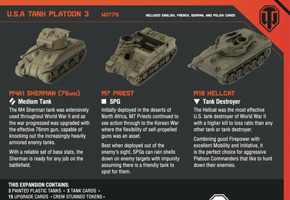 World of Tanks: U.S.A. Tank Platoon (M4A1 Sherman (76mm), M7 Priest, M18 Hellcat) World of Tanks GaleForce Nine